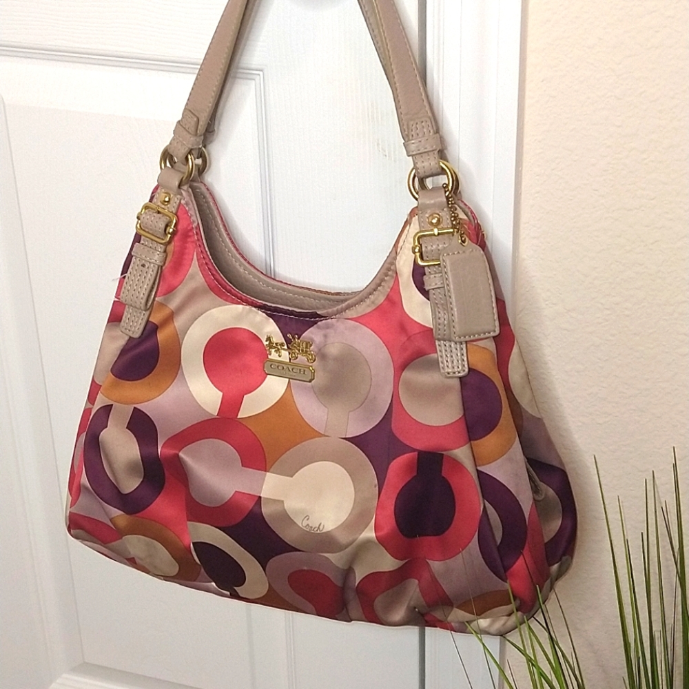 Satin Multi-Colored Coach Purse / Bag